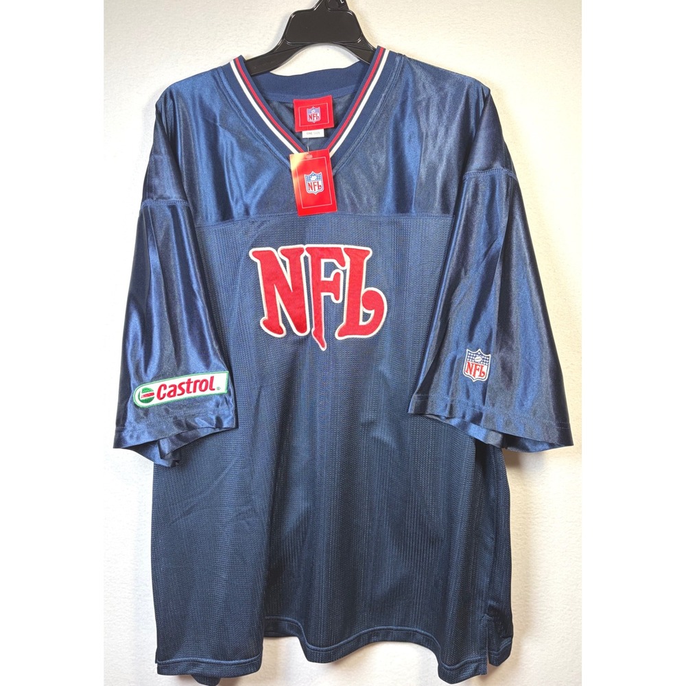 NFL Football Jersey Mens One Size Navy Blue NWT Mesh Castrol Patch Logo